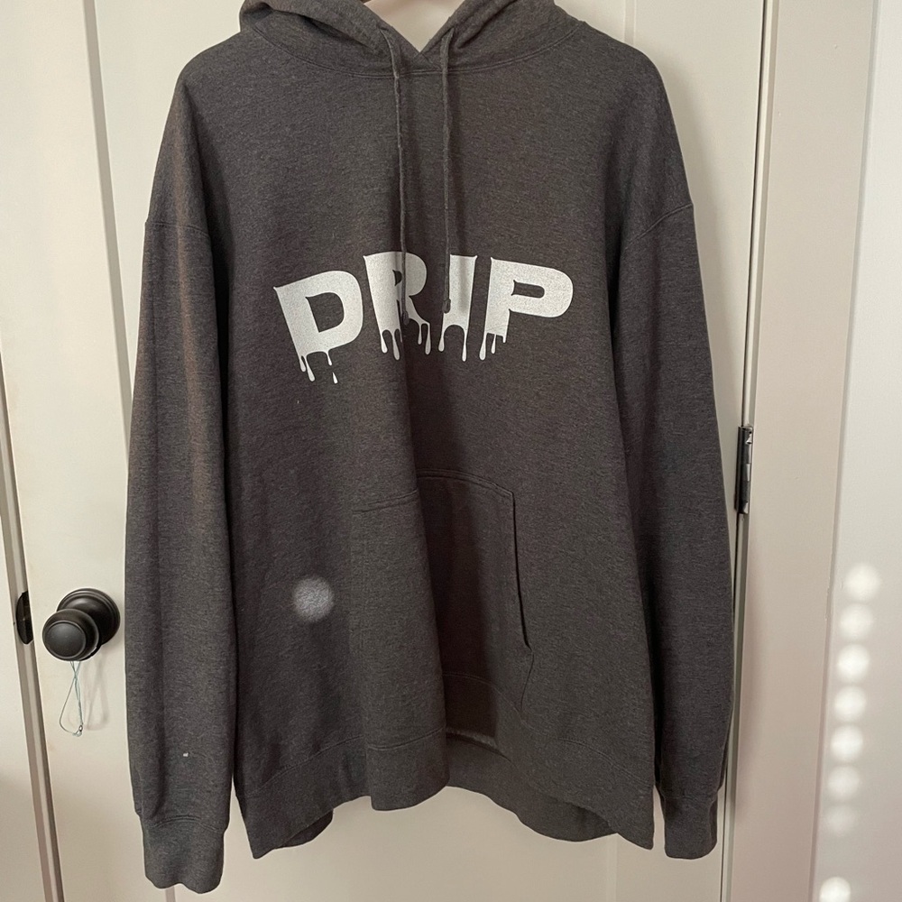 Gray Hoodie with White 'DRIP' Graphic